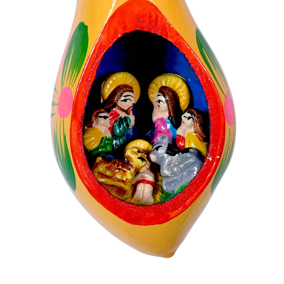 Nativity Drop Gourd Ornament - Assorted