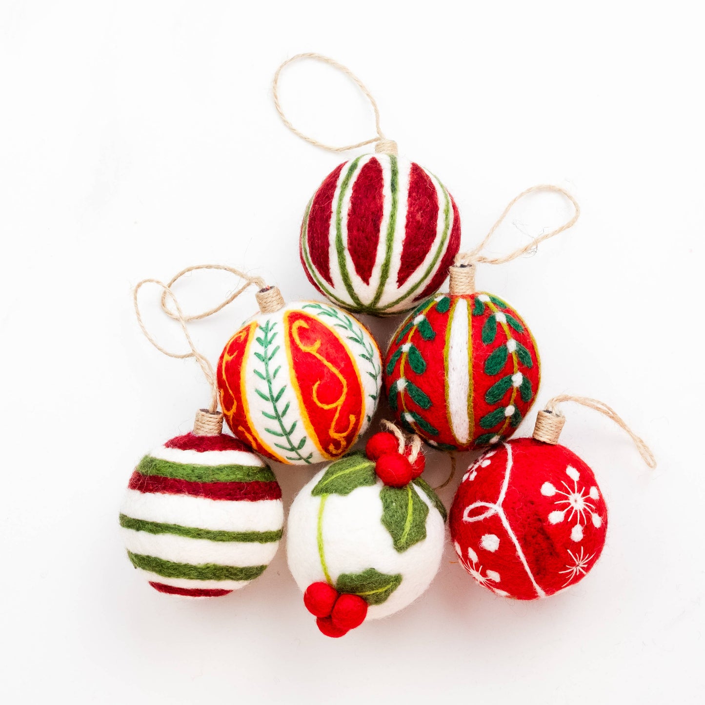 Embroidered Red Ball Ornament - Assorted