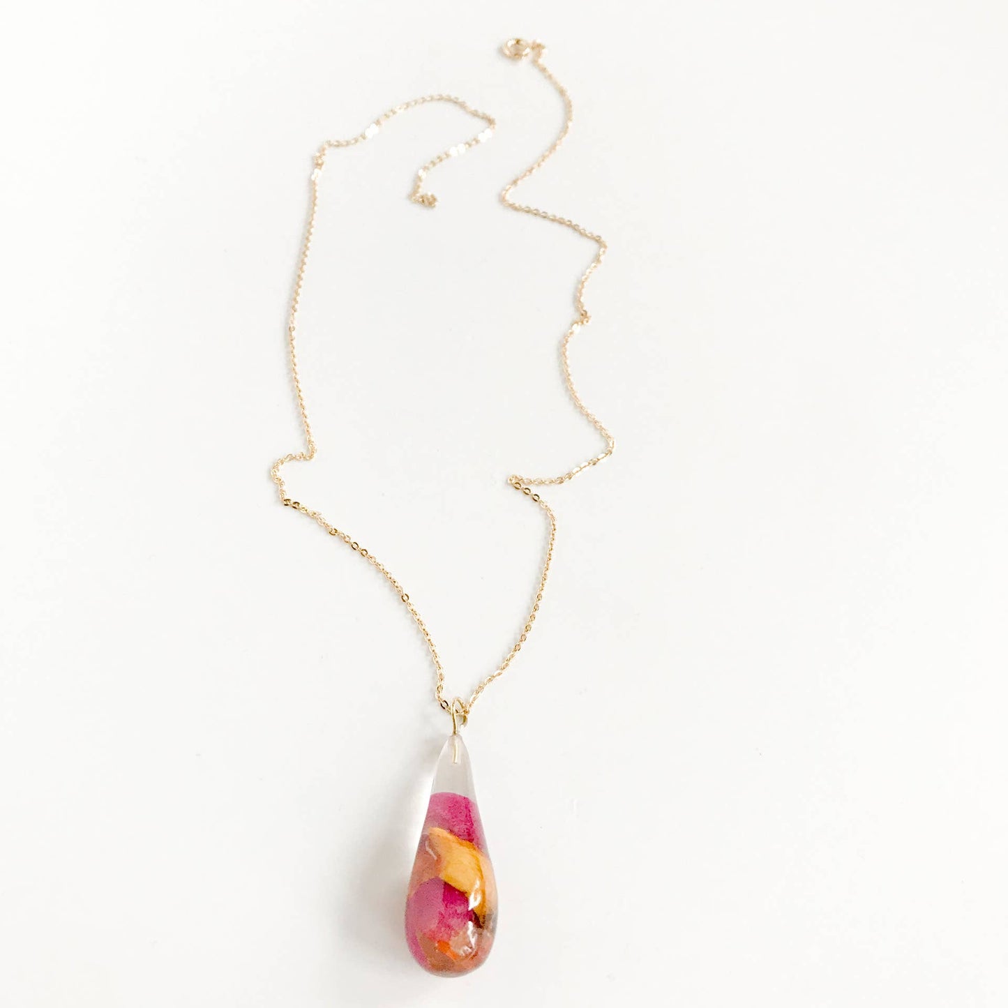 Botanical Teardrop Rose Petal Necklace