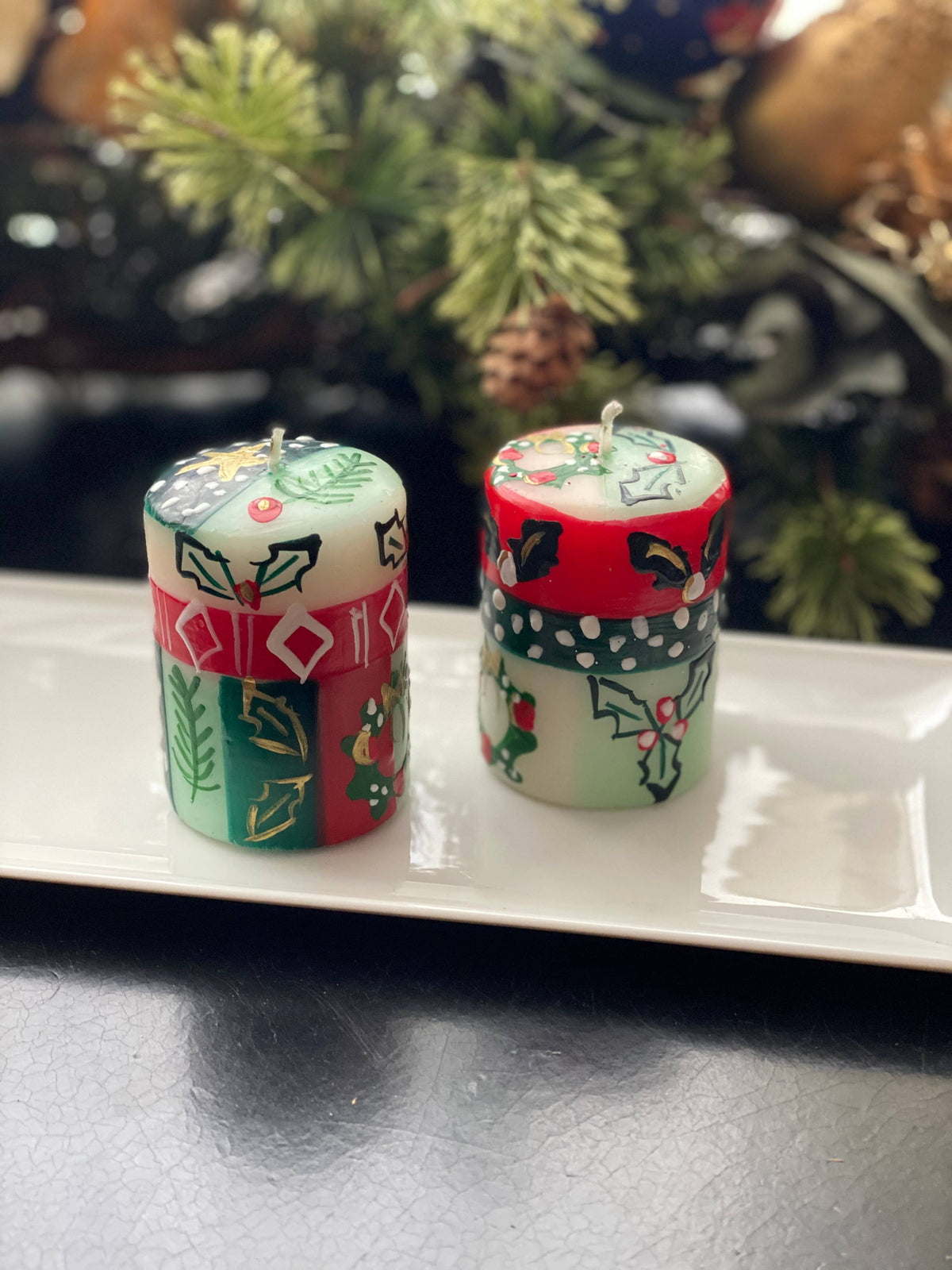 Ukhisimusi Hand Painted Votive Candles - Set of 3