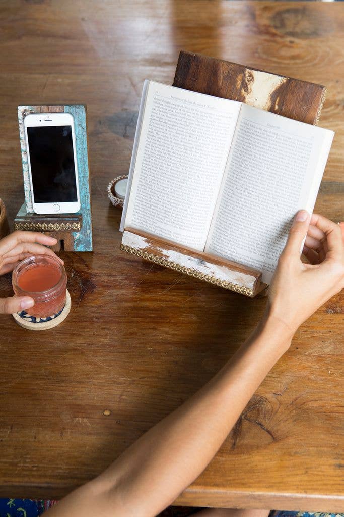 Puri Beach Book/Tablet Stand - Reclaimed Wood