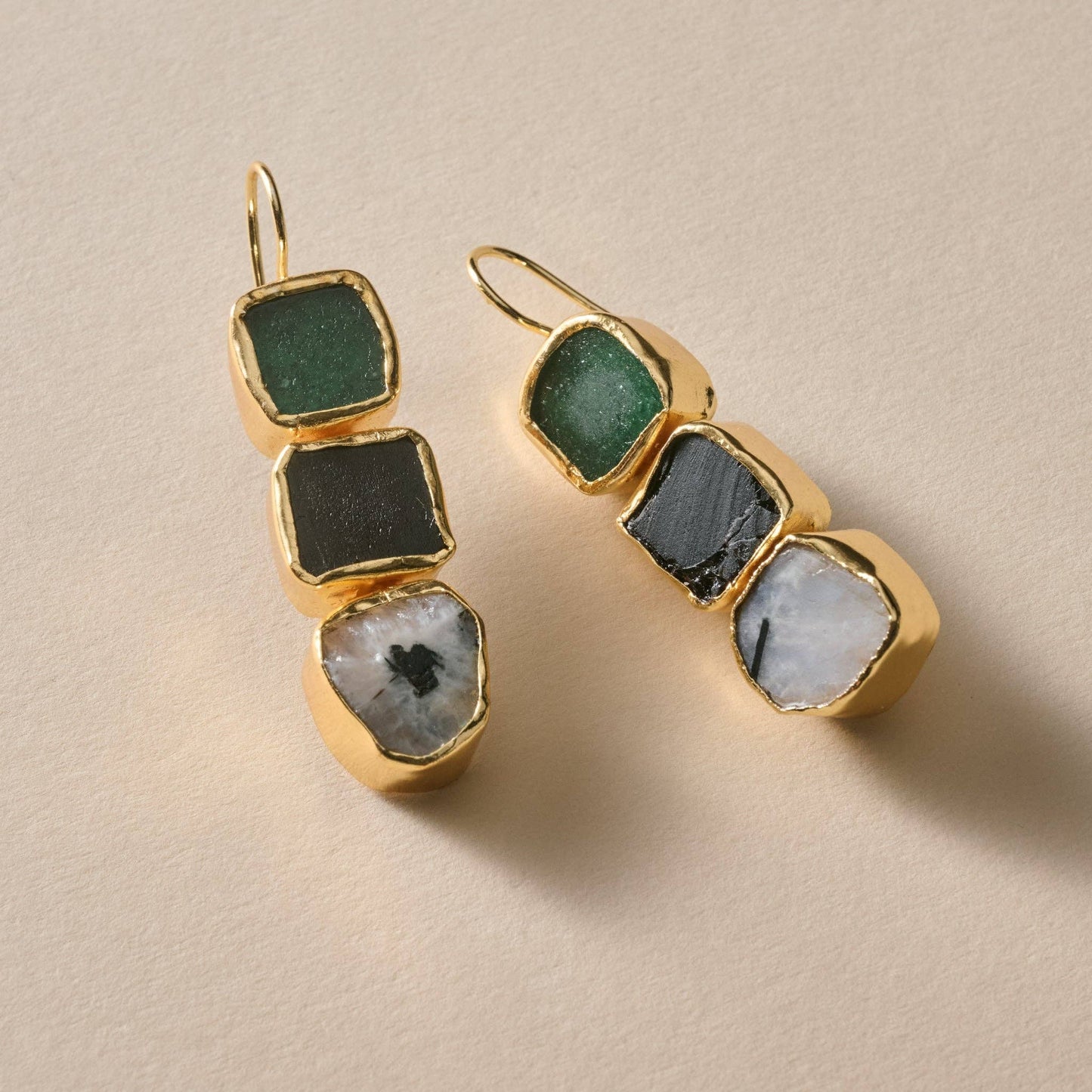 Ishira Triple Stone Earrings