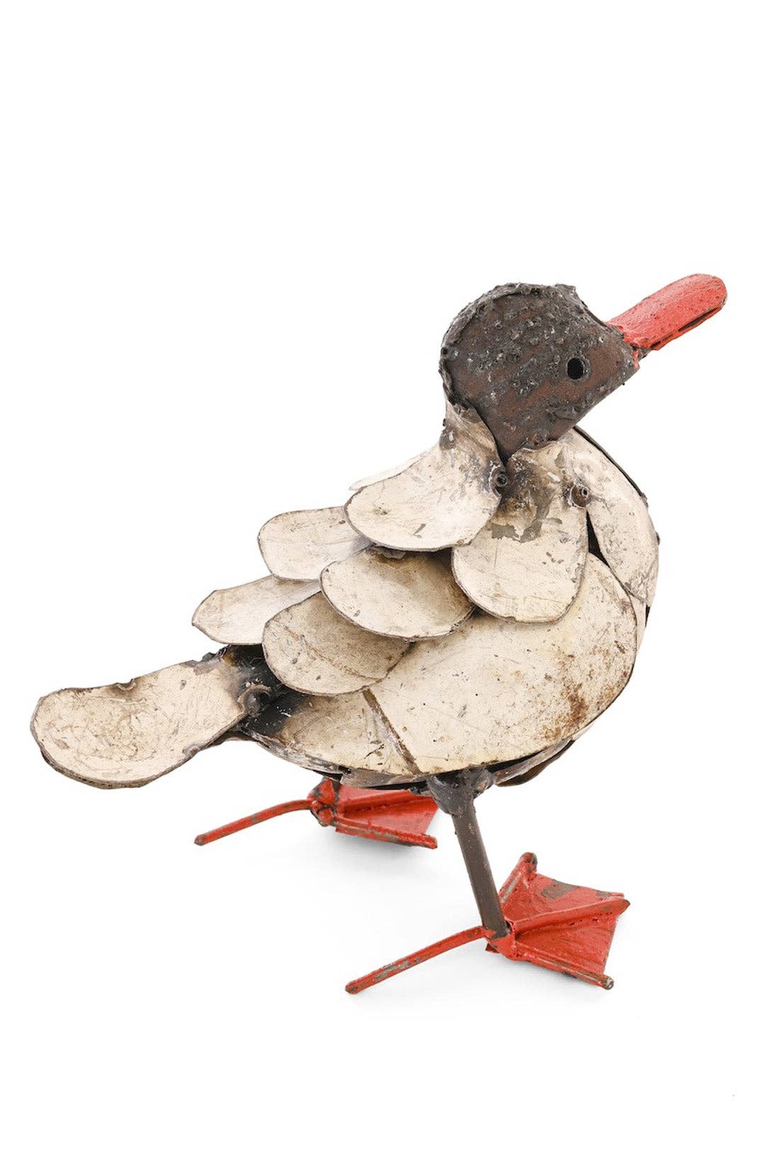 Small Fluffy Duck Recycled Metal Sculpture