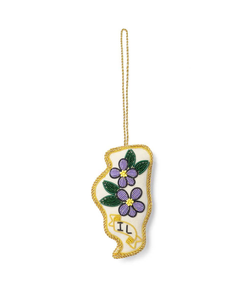 State Flower Beaded Ornament - Illinois Blue Violet