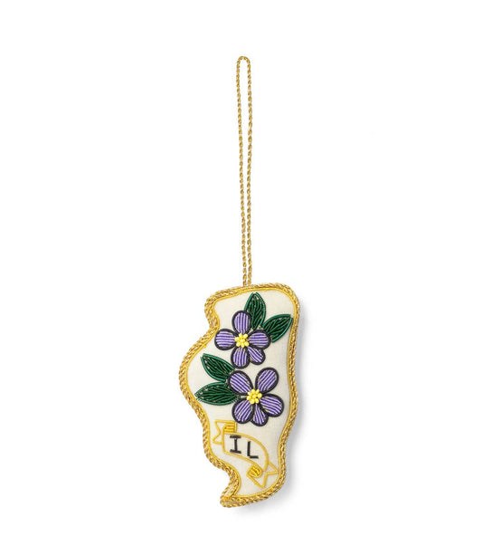 State Flower Beaded Ornament - Illinois Blue Violet