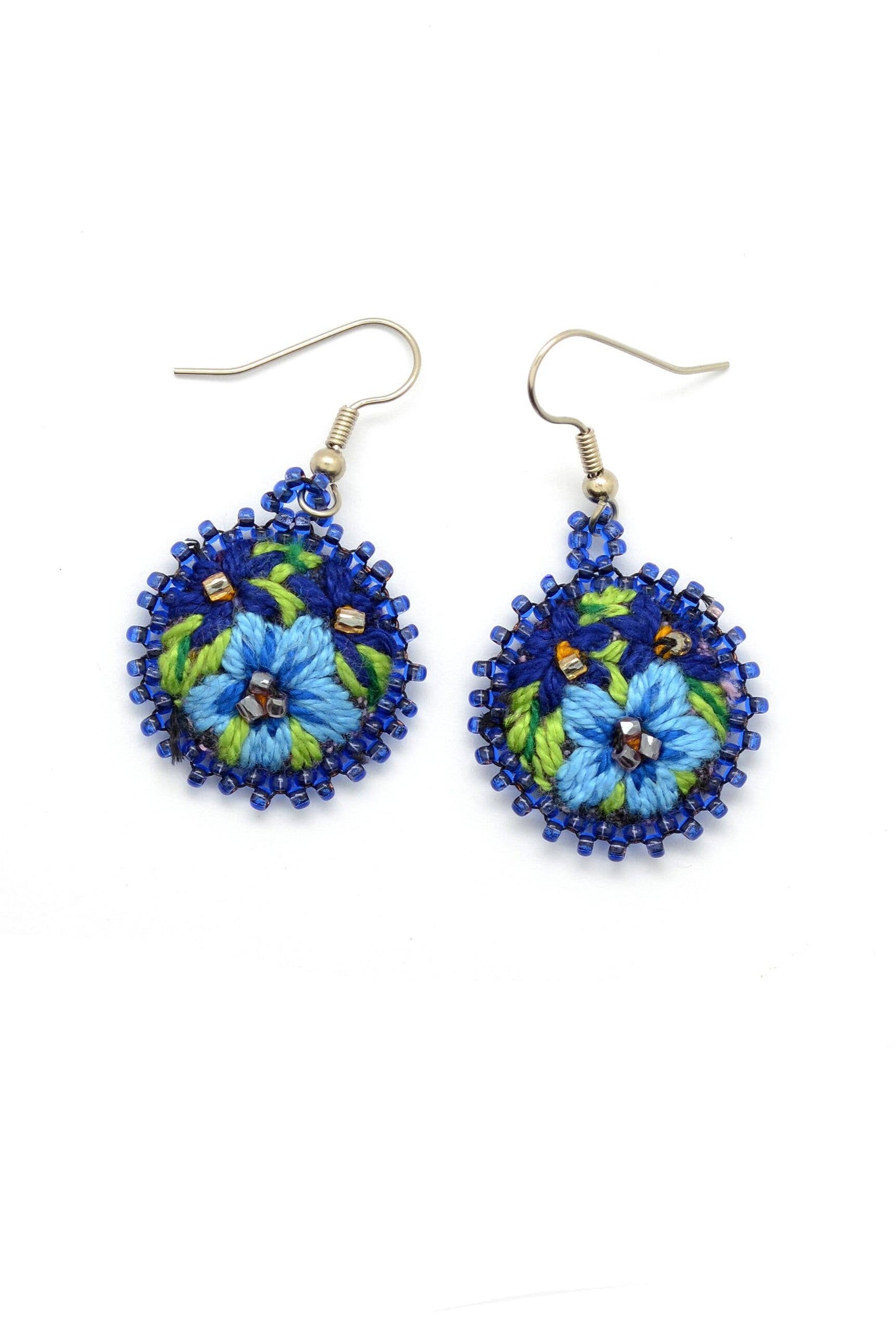 Embroidered & Beaded Flower Earrings - Assorted