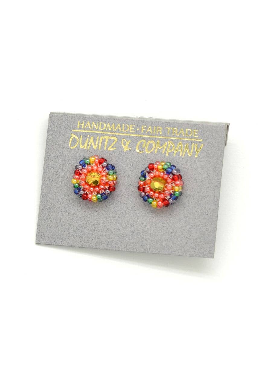 Beaded Rainbow Stud Earrings - Small Dot Pride Style