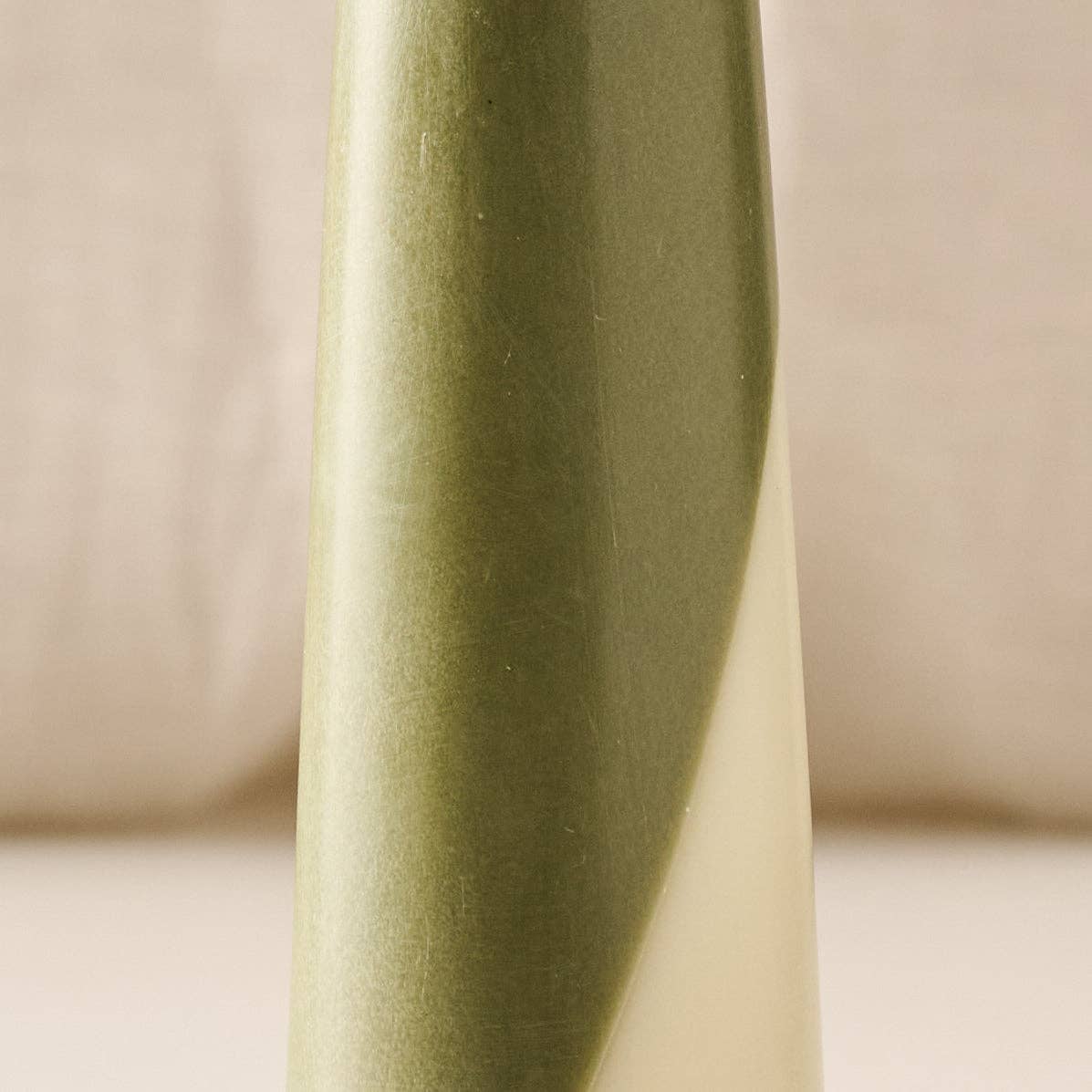 Esuk Green Tone Striped Palm Wax Cone Candle