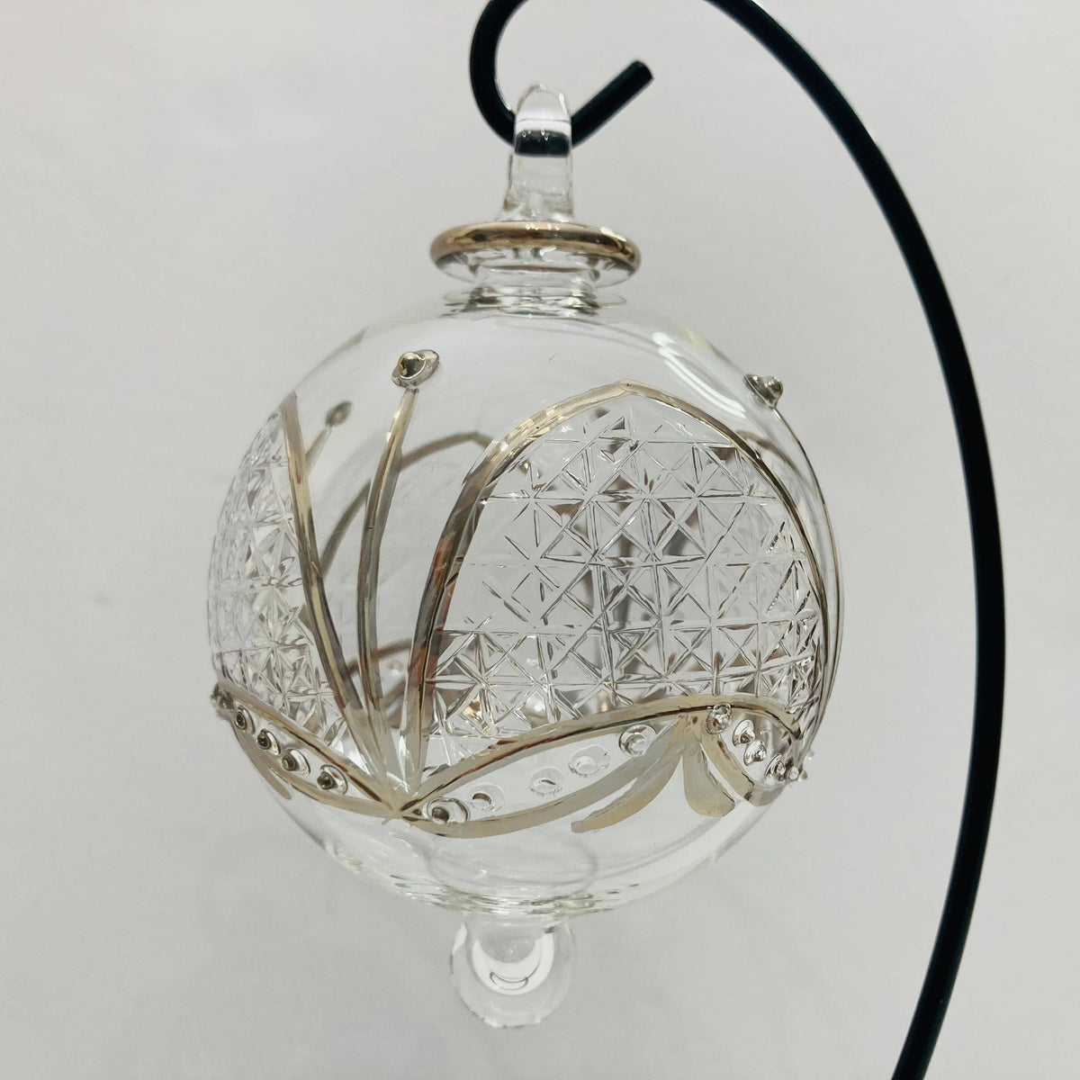 Blown Glass Ornament - Gothic Arch Silver
