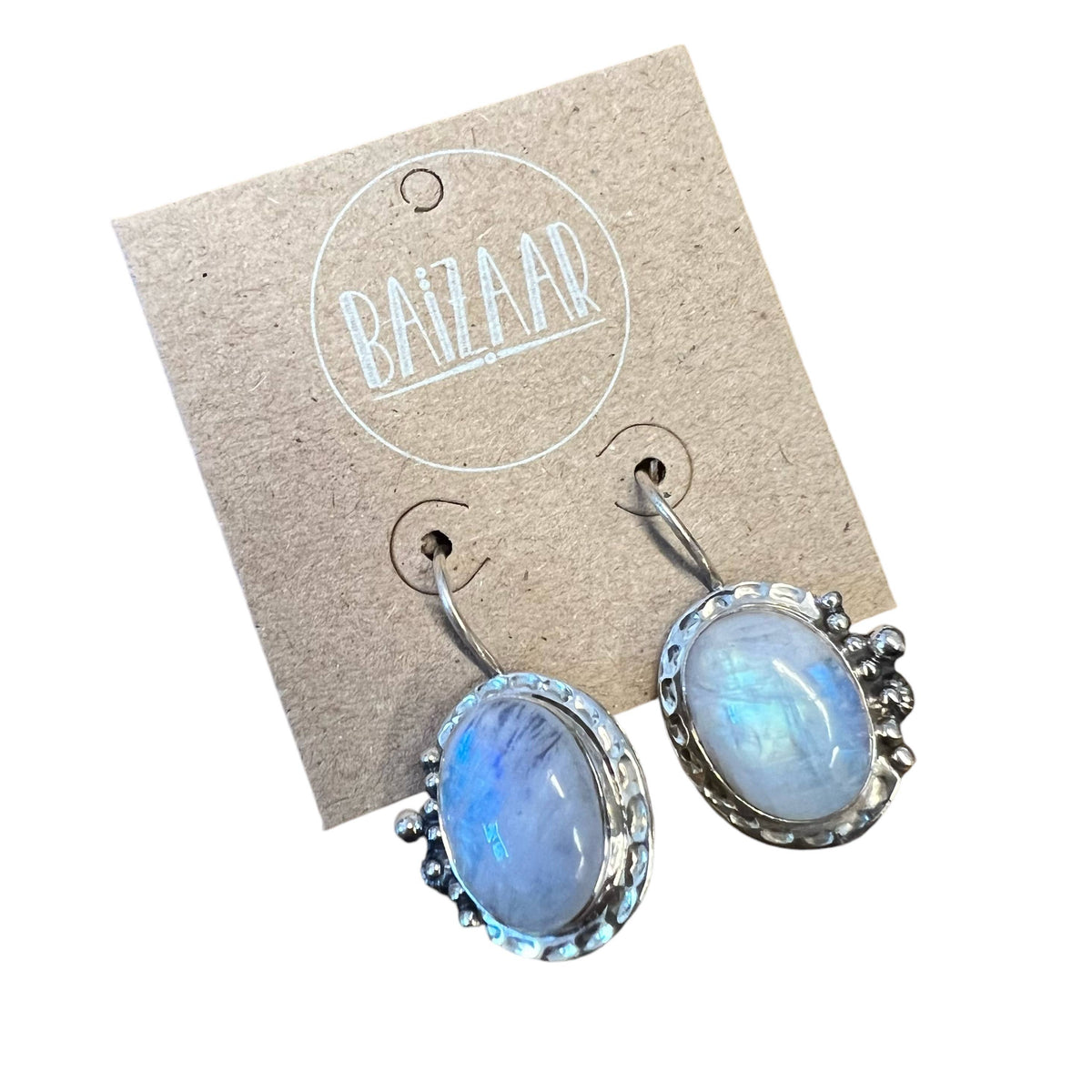 Sterling Silver Decorated Moonstone Earring
