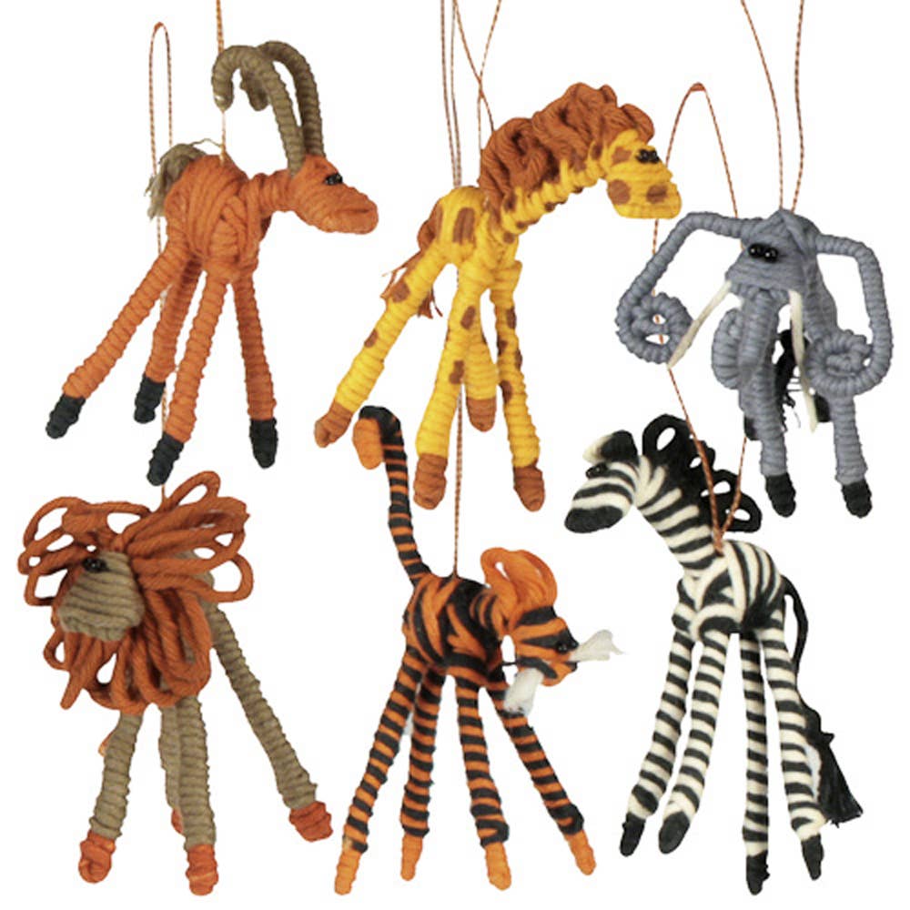 Cotton & Wire Safari Animal Ornaments