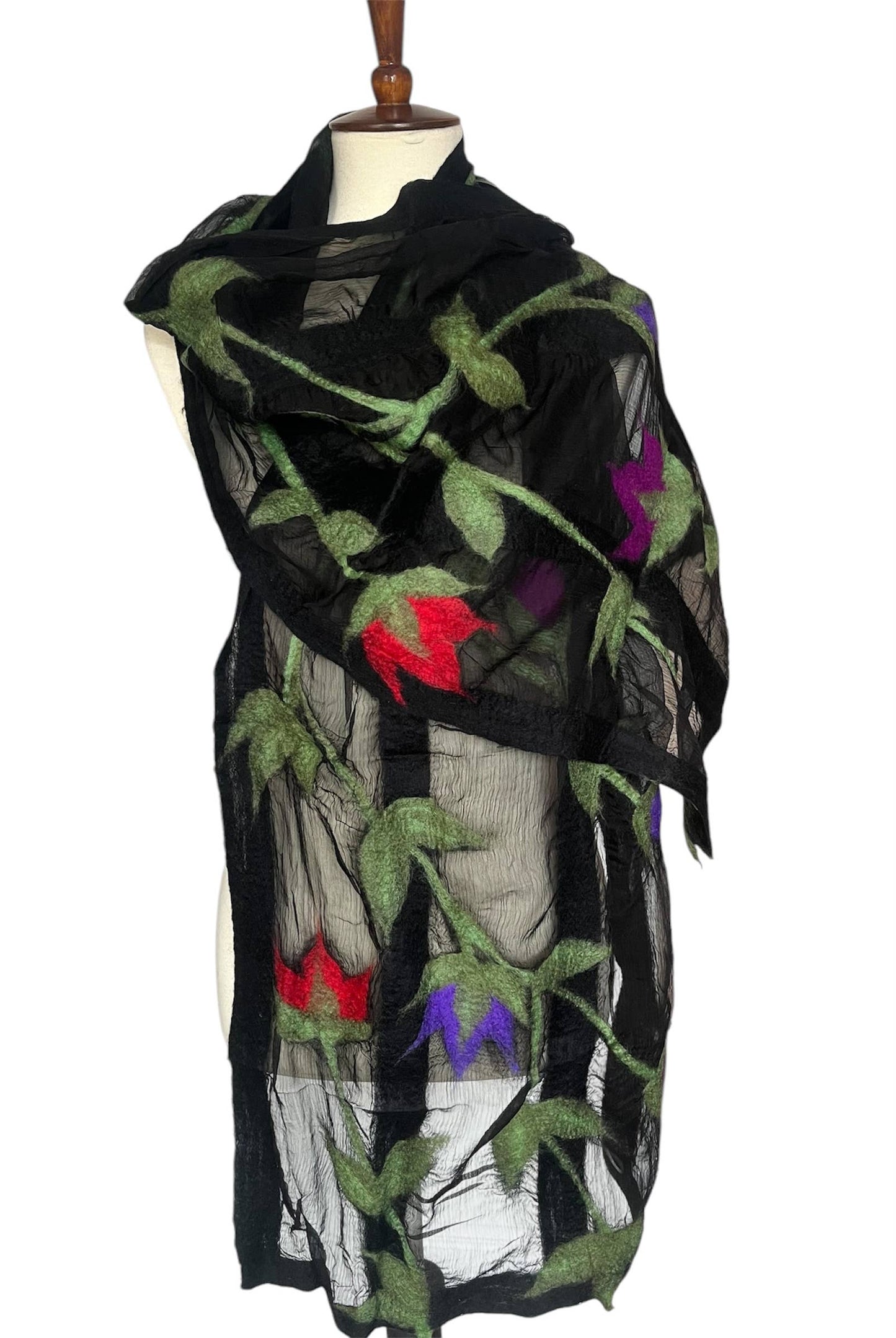 Flower Vine Scarf - Black