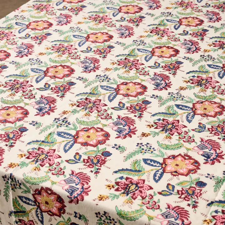 Zaina Floral Blockprint Tablecloth