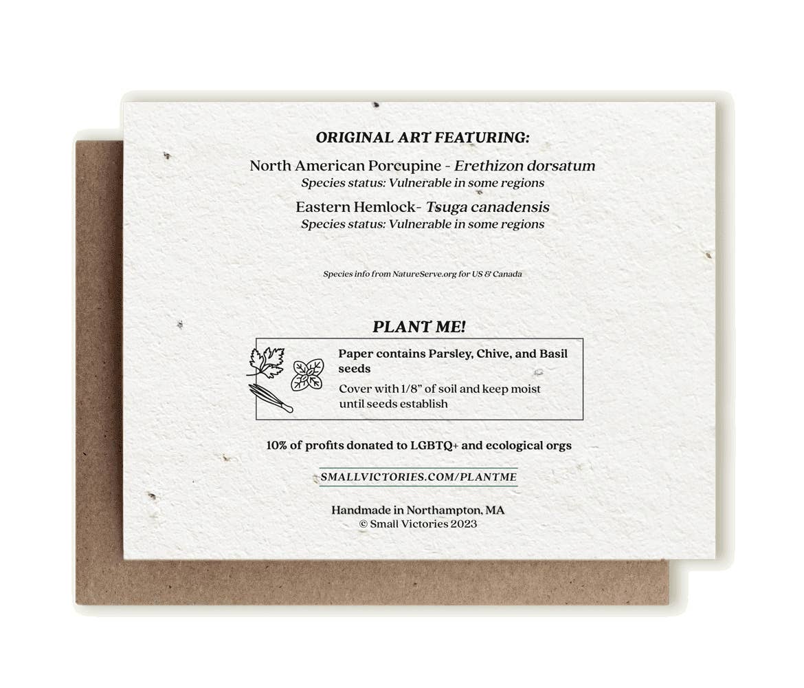 Porcupine & Hemlock Plantable Herb Seed Card