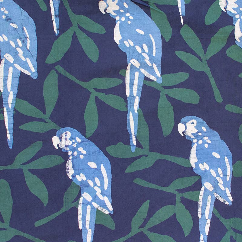 Boxy Blouse: Parrots - Spruce-Organic