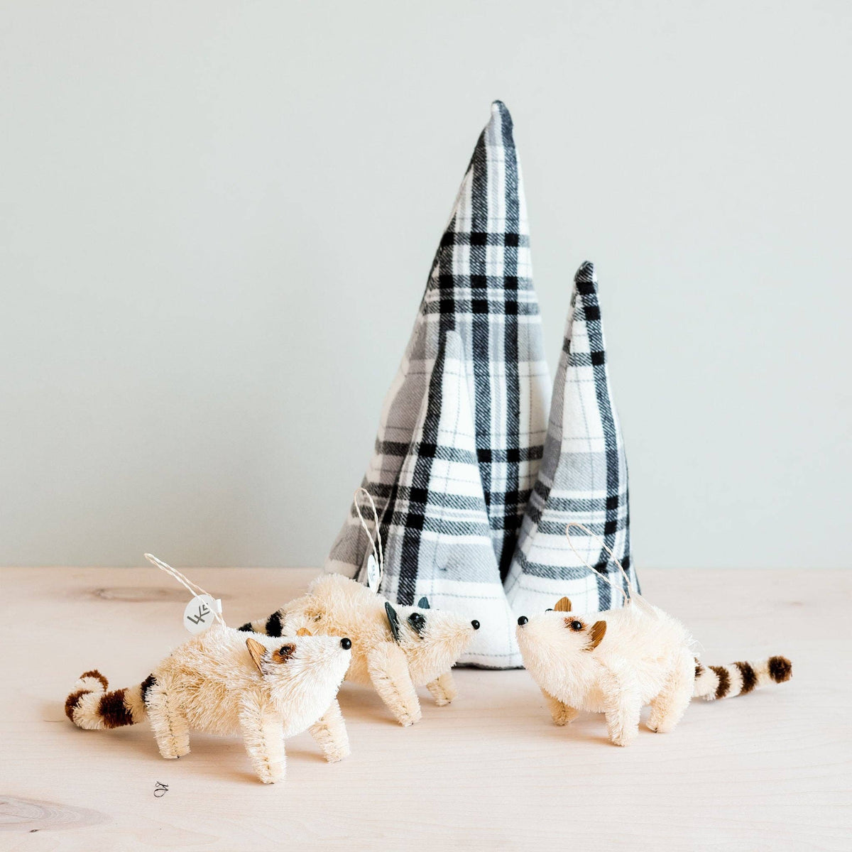 Raccoon Abaca Fiber Ornament - Black