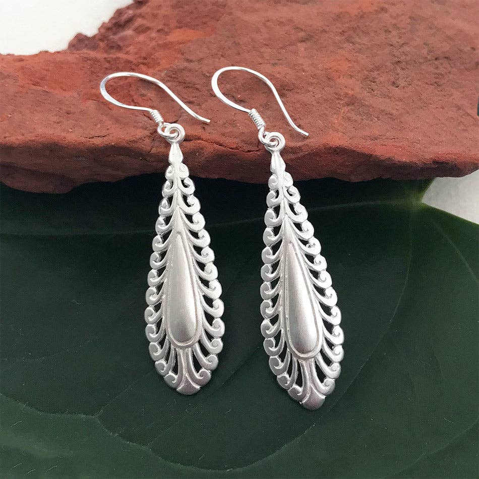 Lacy Leaf Earrings - Sterling Silver