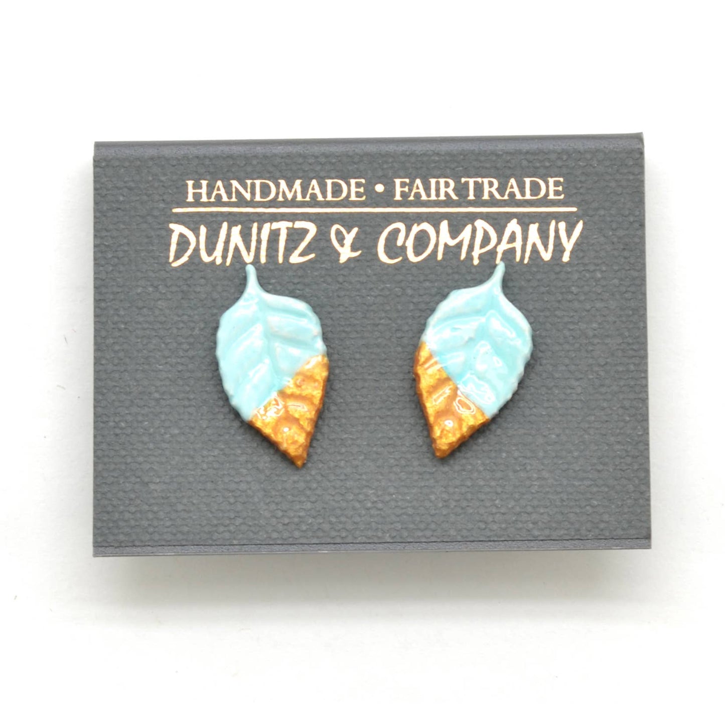 Ceramic Golden Leaf Stud Earrings - Assorted