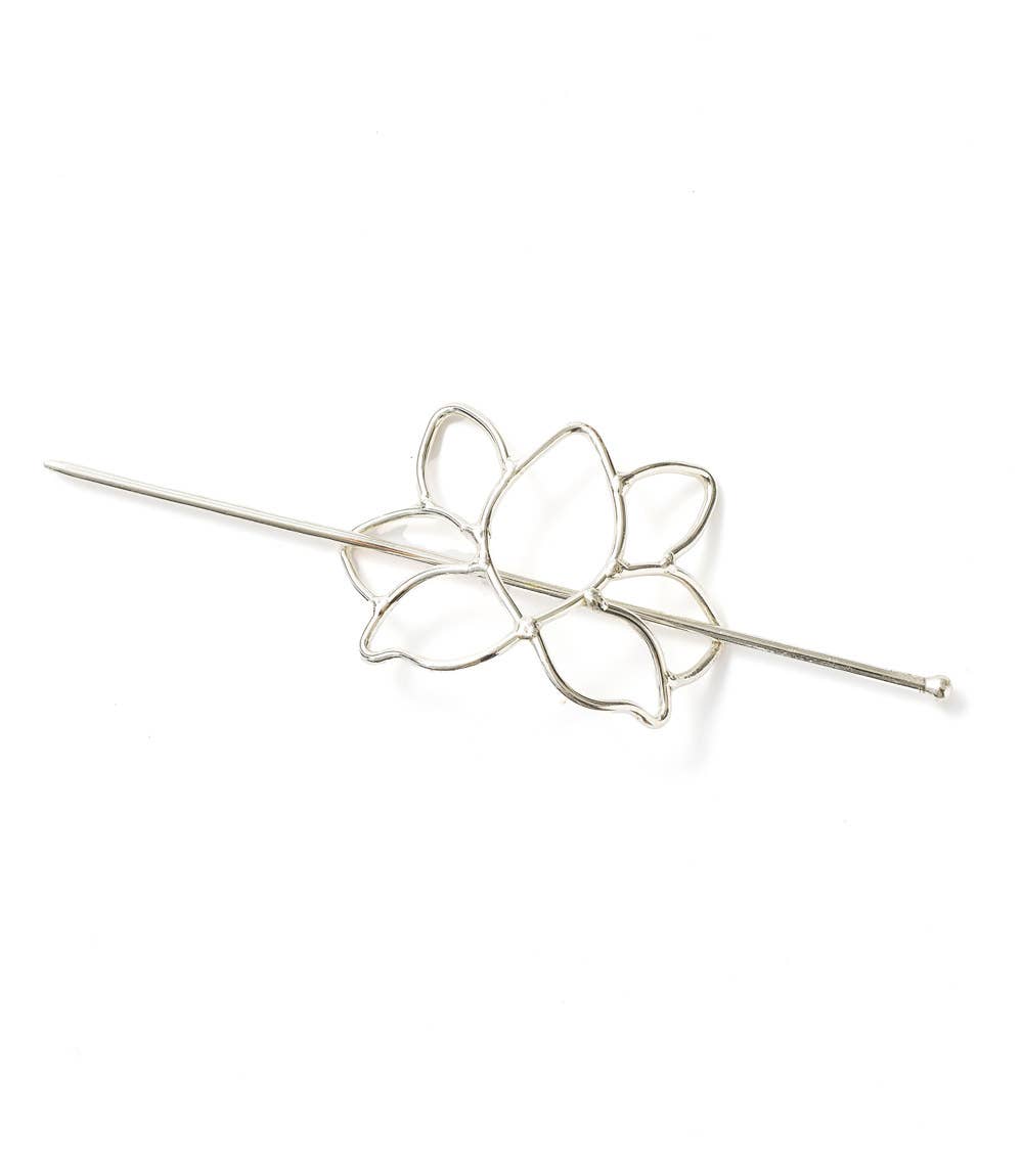 Kairavini Lotus Hair Slide - Silver