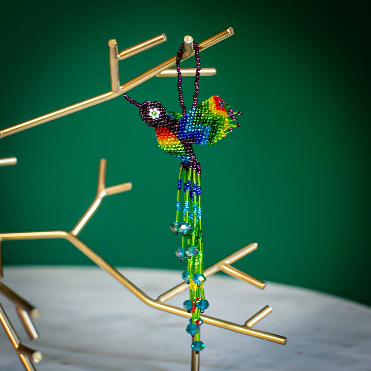 Hummingbird Beaded Ornament - Large