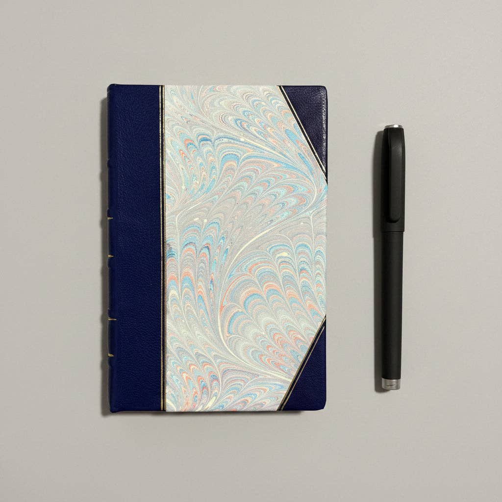 Marbled Paper Journal - Navy