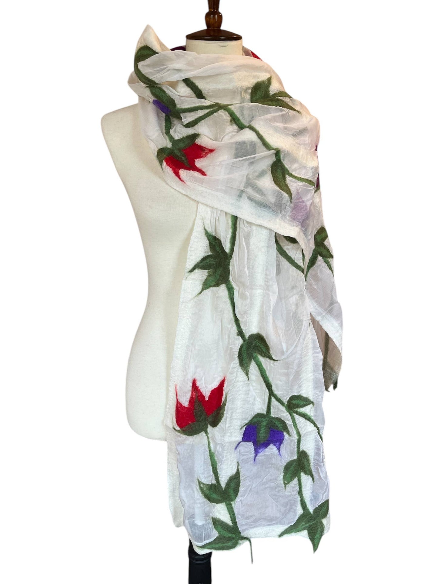 Flower Vine Scarf - White