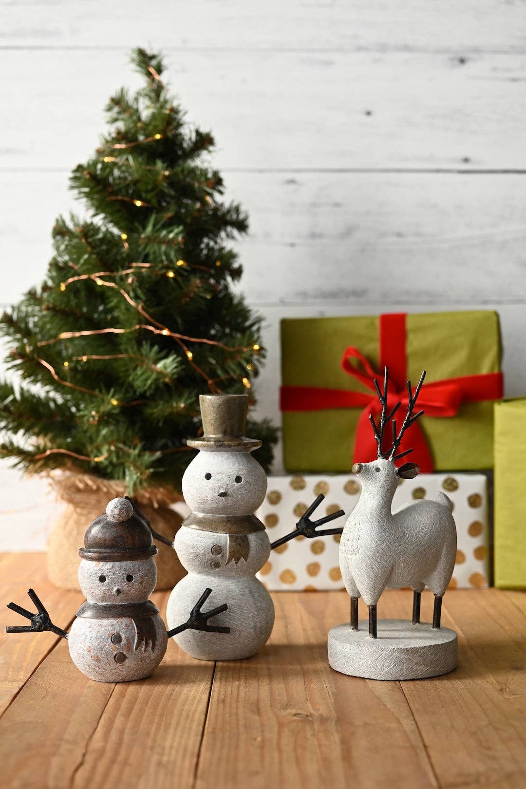 Small Snowman Stone and Metal Sculpture