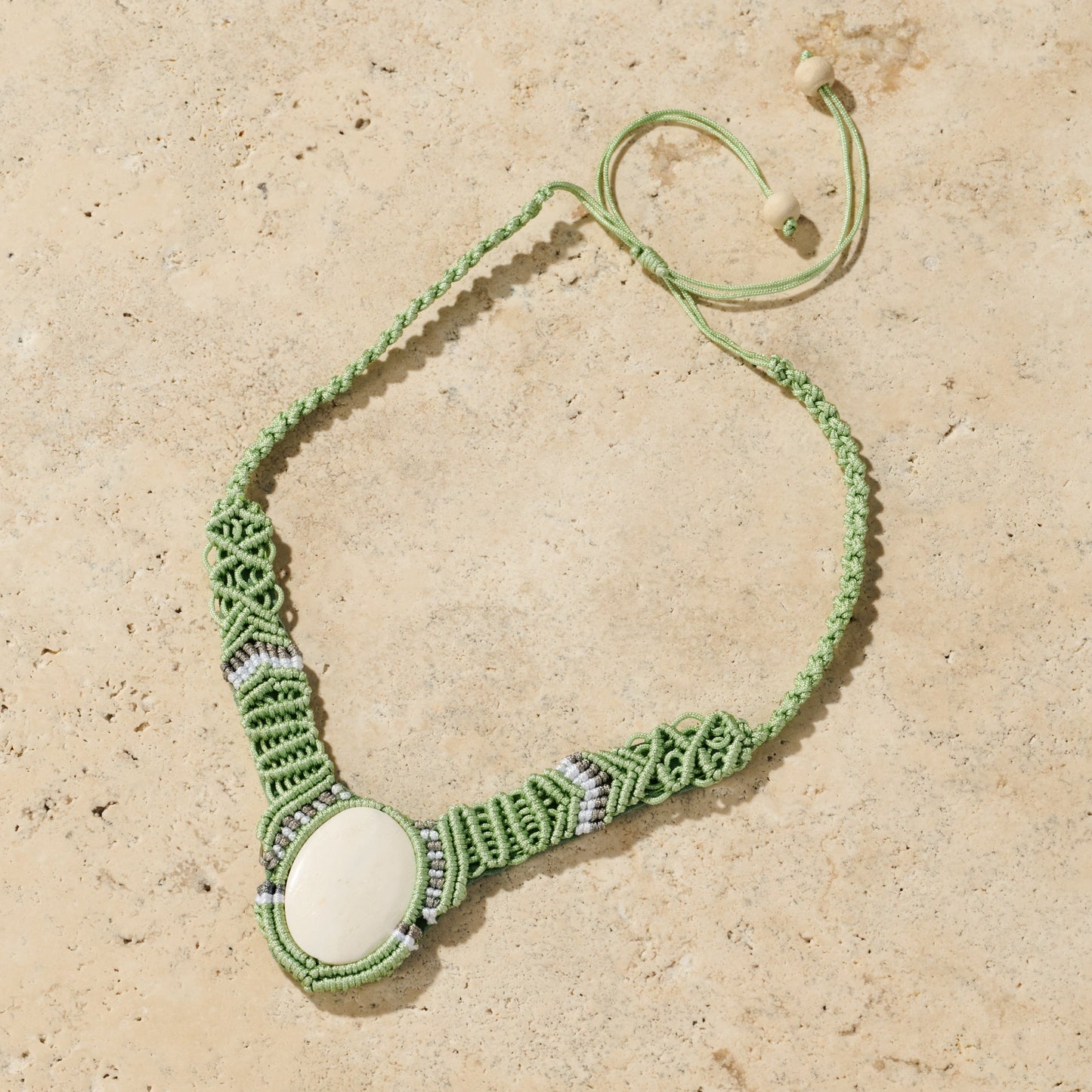 Chhaya Macrame and Bone Necklace