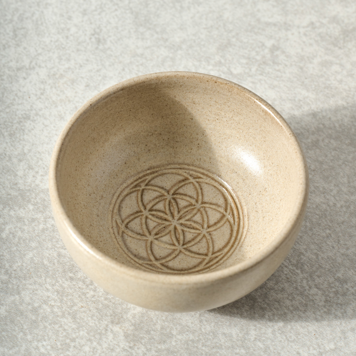 Bowl dipping seed of life M/2 ceramic 3.5D tan