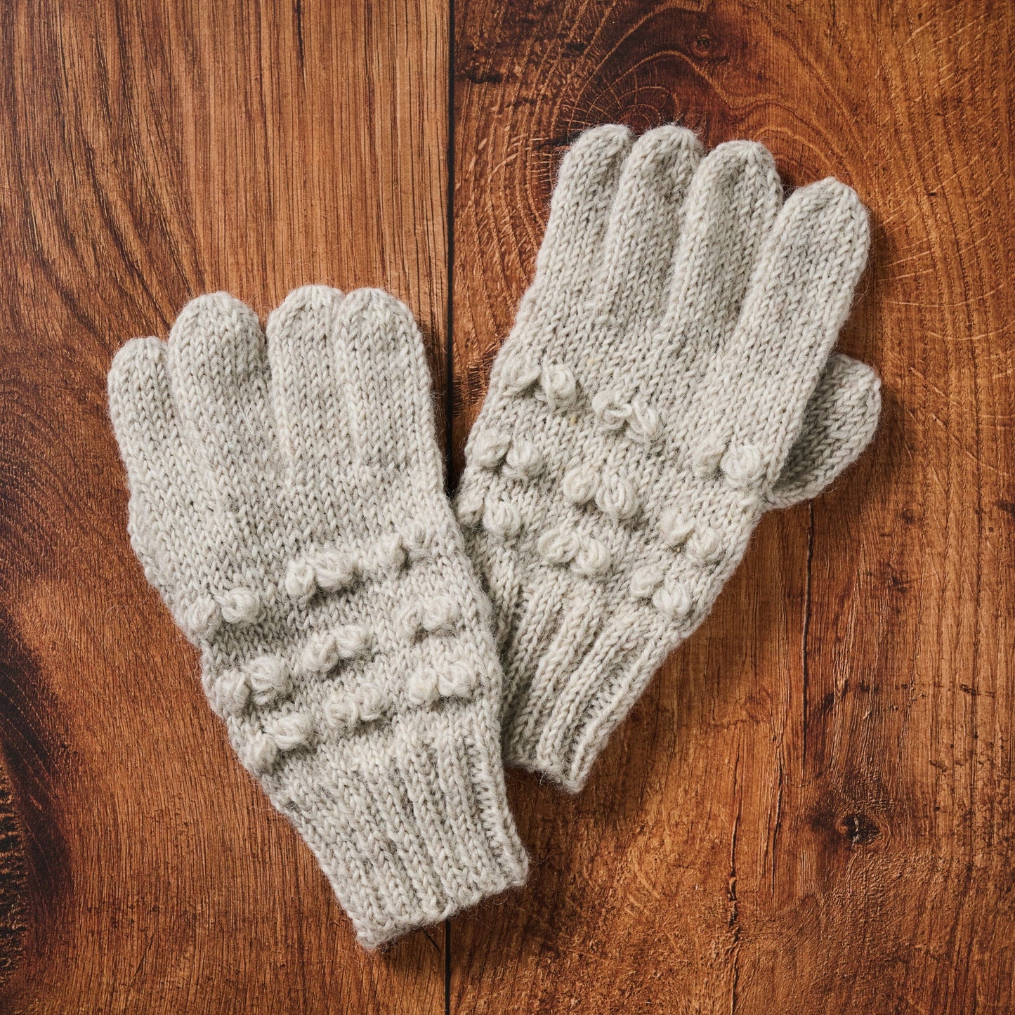Gloves knobby wool 9L ivory