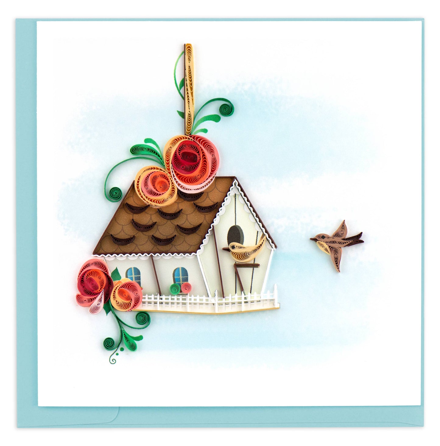 Handcrafted Cream & Brown Birdhouse Everyday Greeting Card