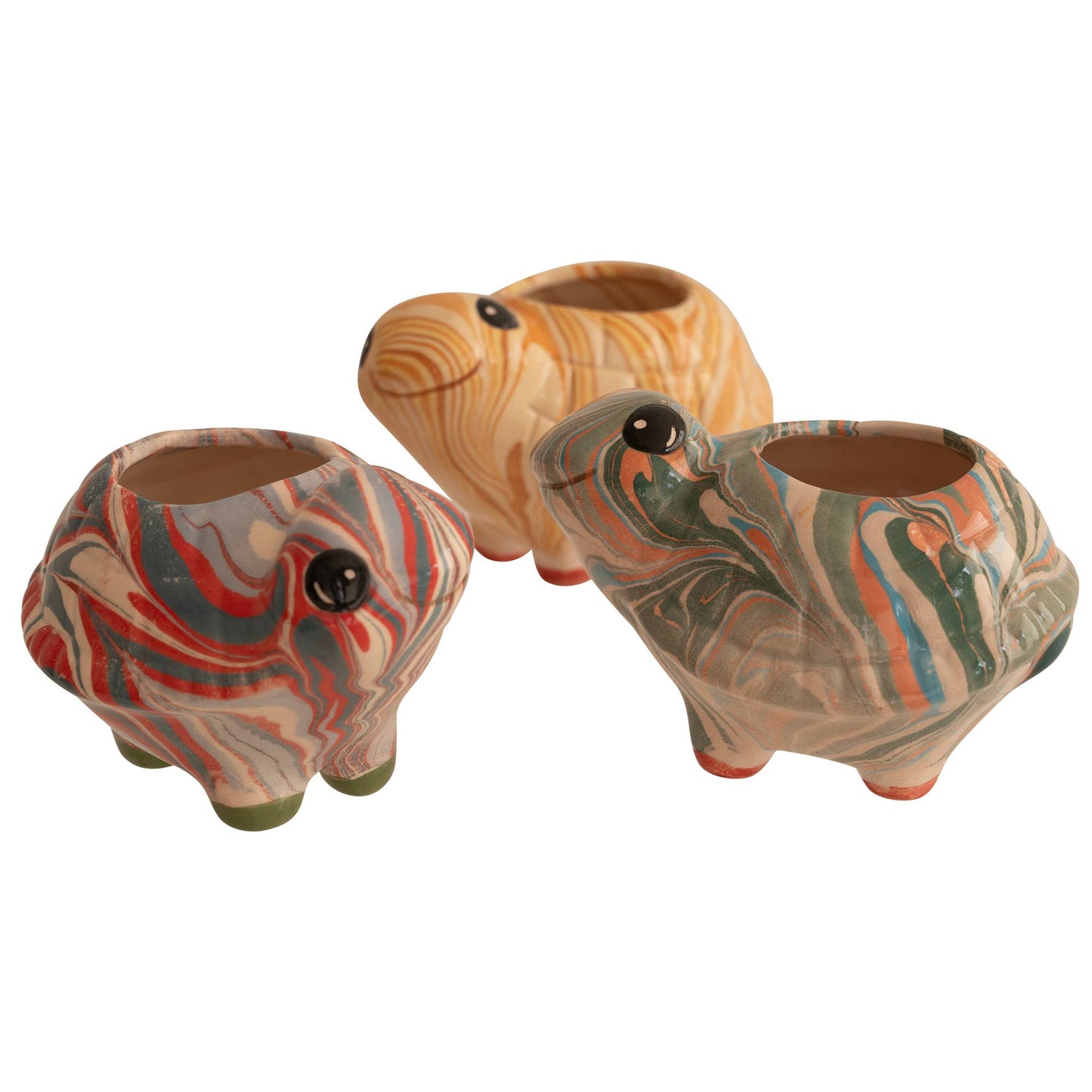 Marble Glazed Ceramic Plant Pot - Turtle