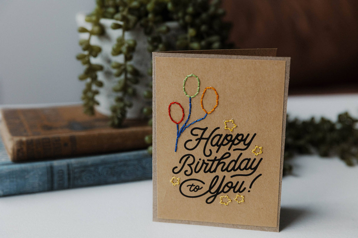 Happy Birthday Balloons & Stars Greeting Card