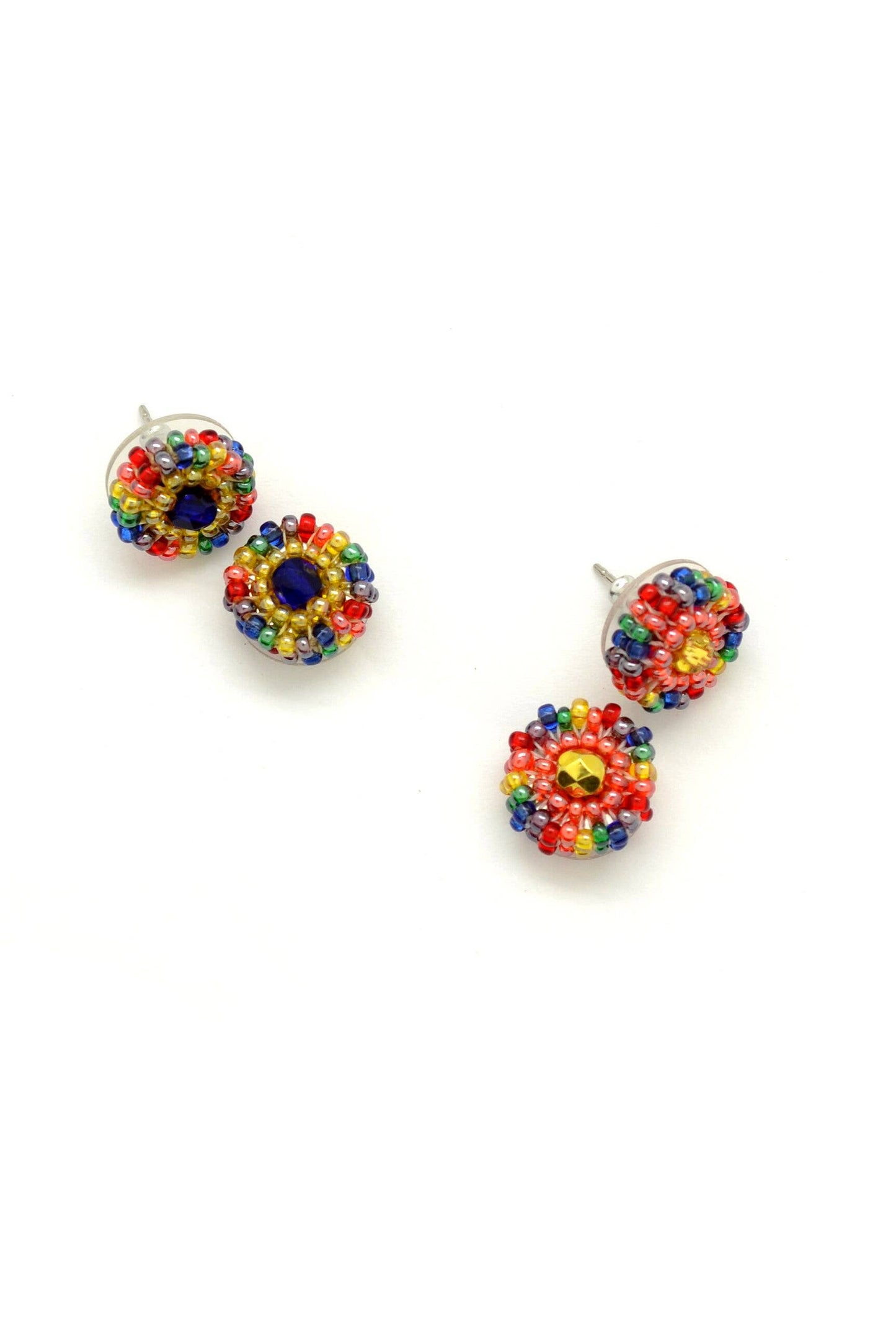 Beaded Rainbow Stud Earrings - Small Dot Pride Style