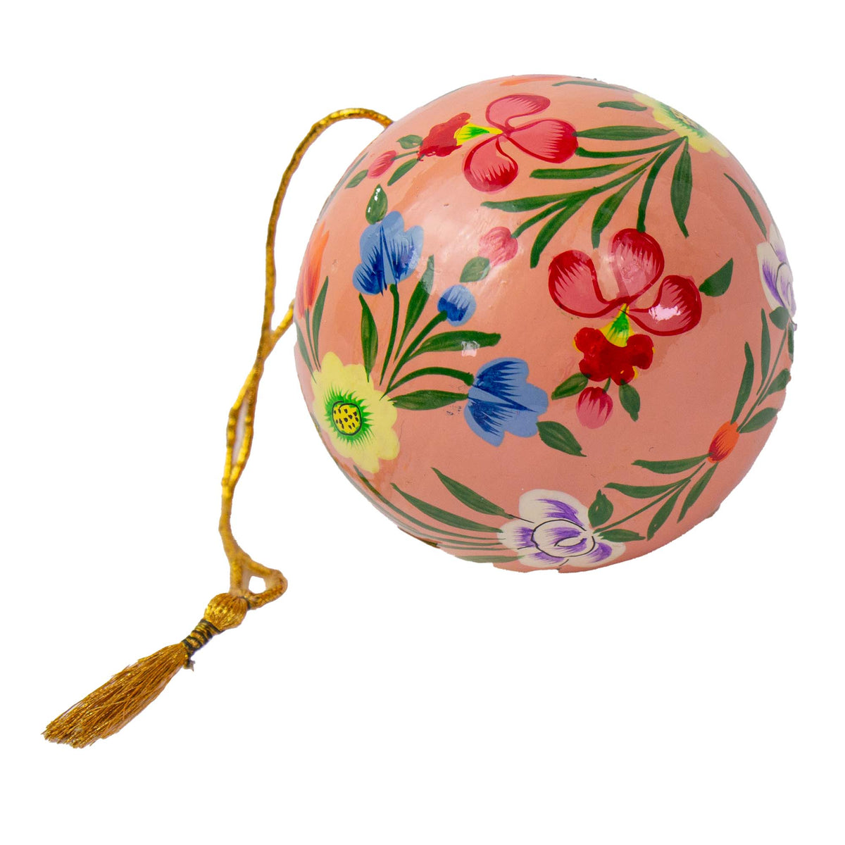 Handpainted Ornament - Pink w/ Abundant Flowers
