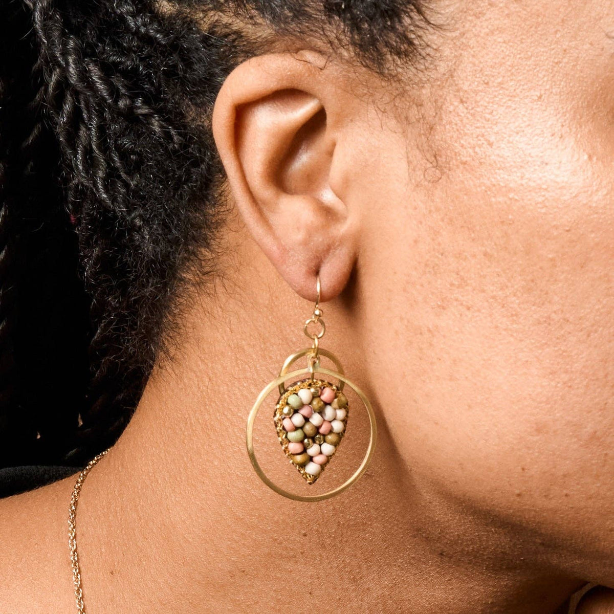 Duniya Embroidered Bead Drop Earrings