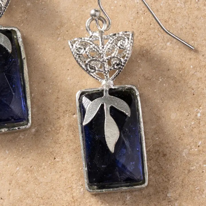Chandra Glass Stone & Leaf Earrings