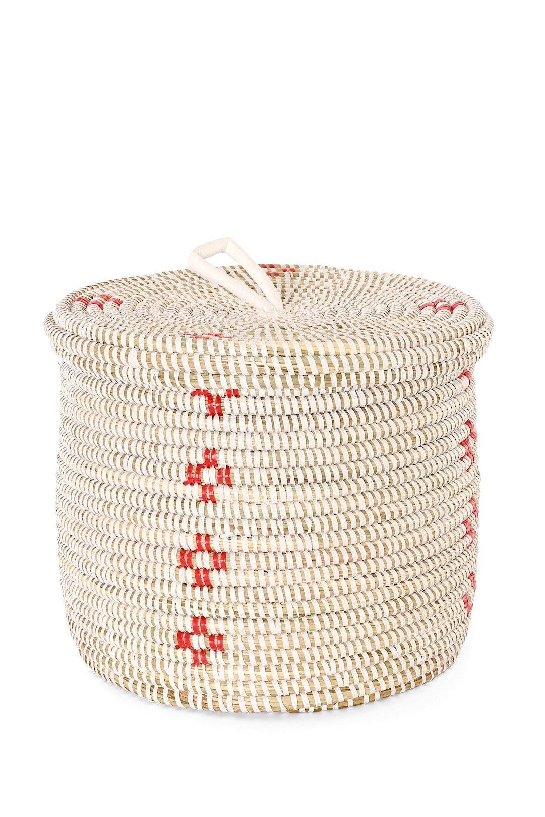 Red Blossom Lidded Storage Basket