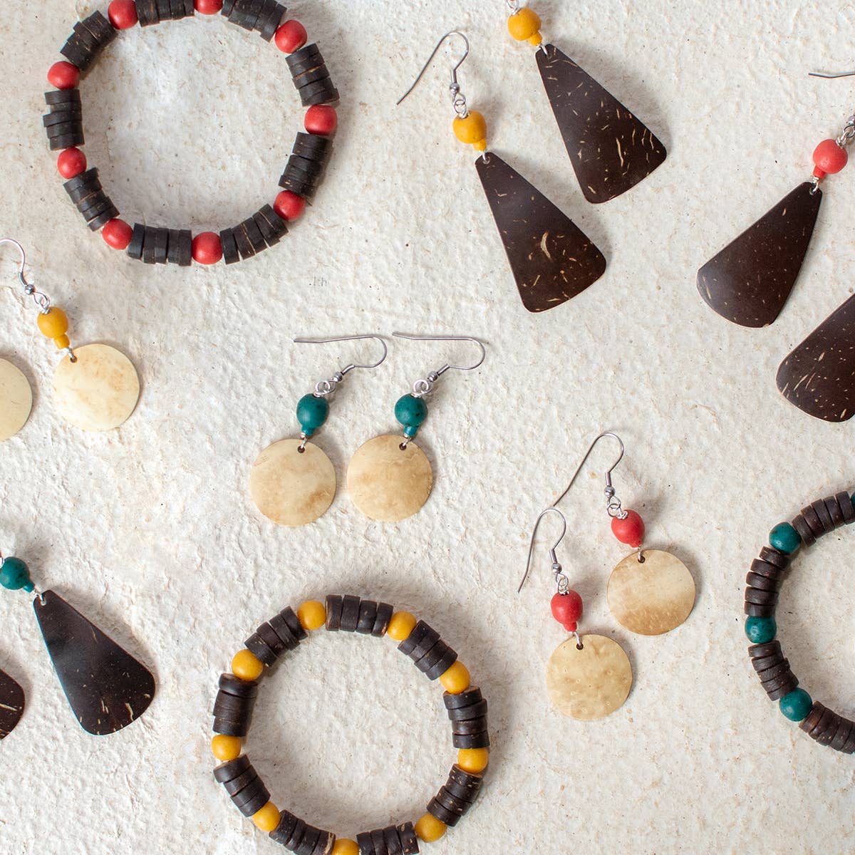 Coconut Drop Earrings - Teal