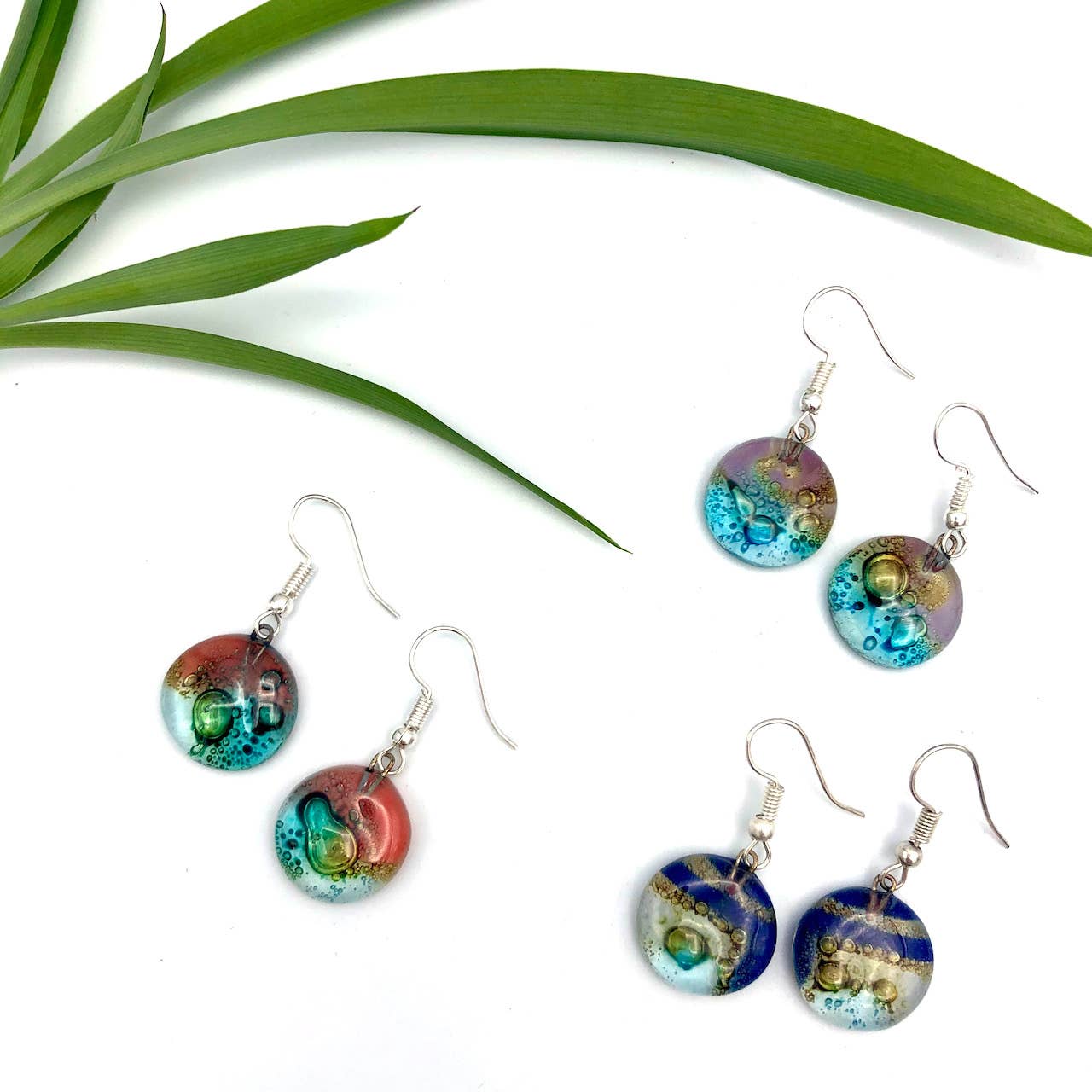 Small Recycled Windowpane Glass Earrings - Assorted Shapes
