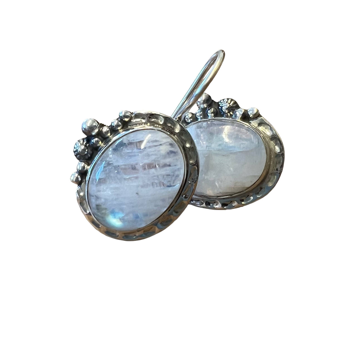 Sterling Silver Decorated Moonstone Earring