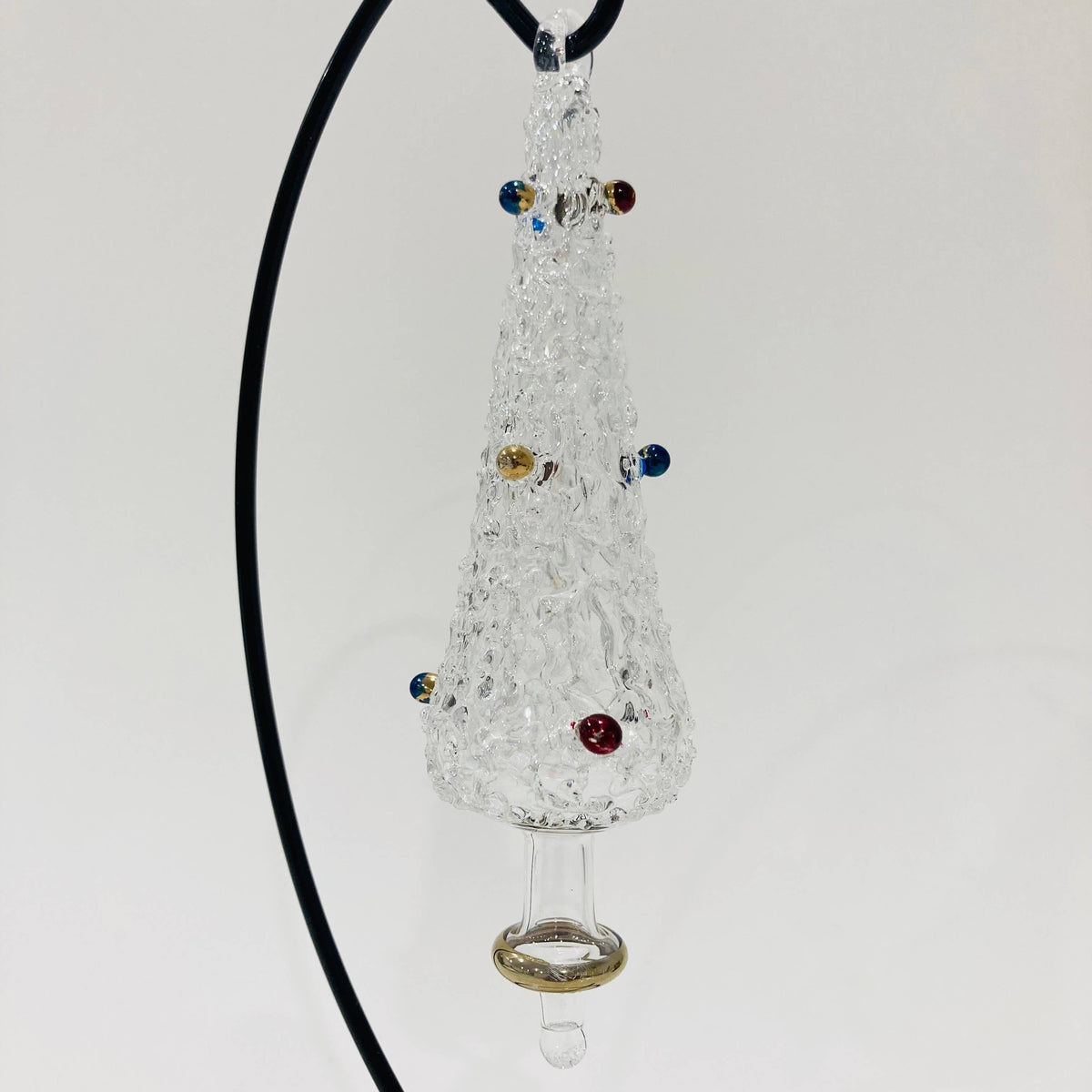 Blown Glass Ornament - Pine Tree White