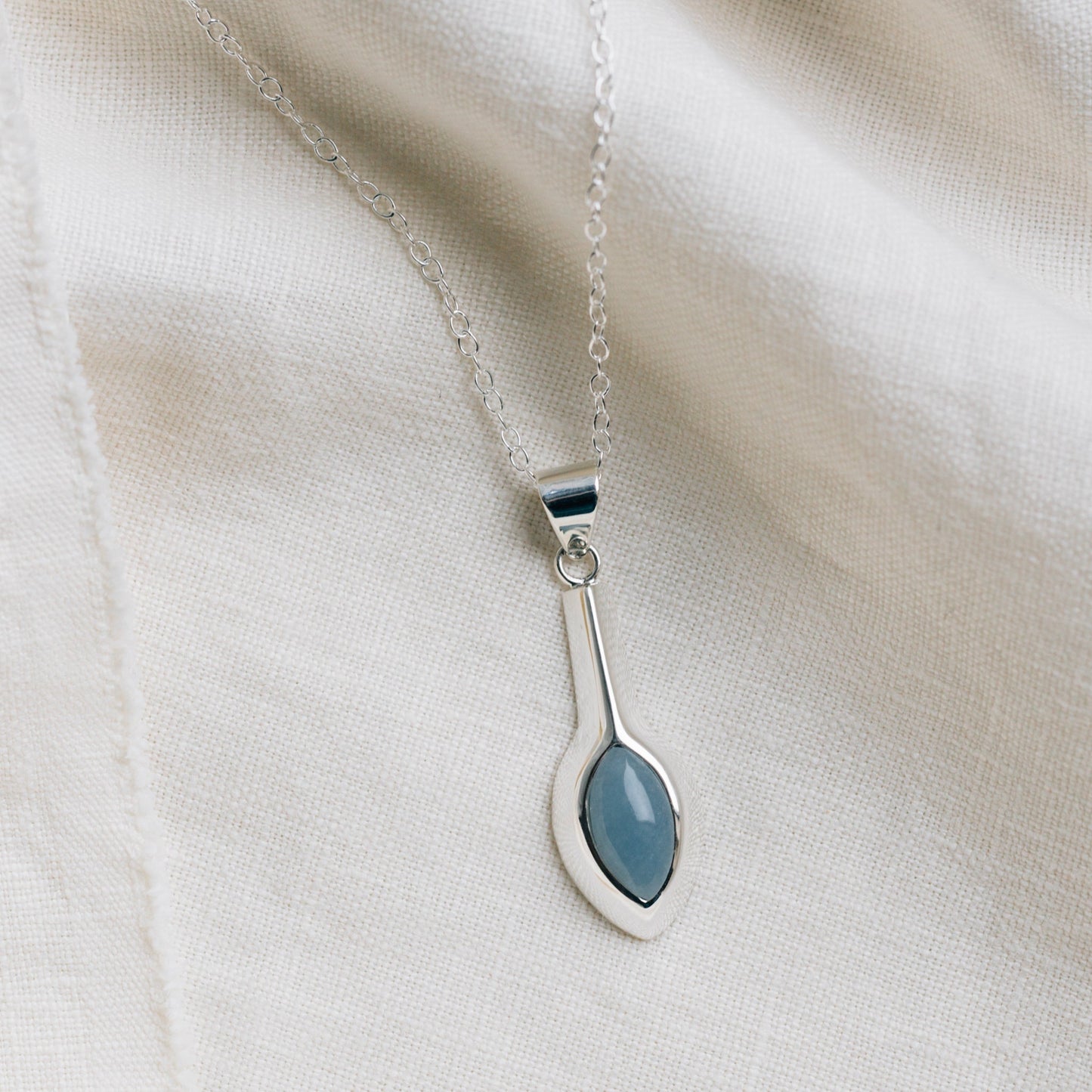 Celestial Silver Marquise Pendant Necklace