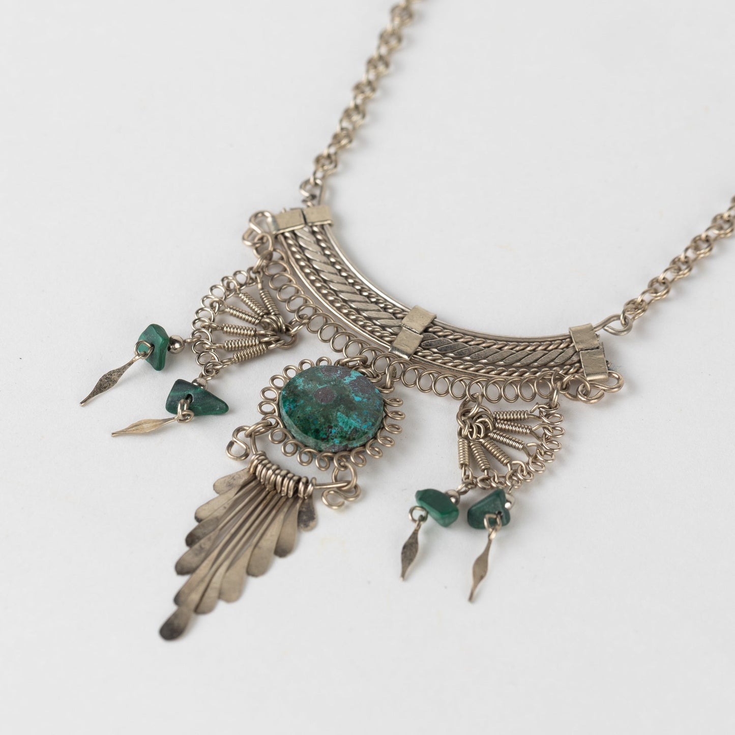 Necklace collar alpaca/turquoise 20L silv/trq
