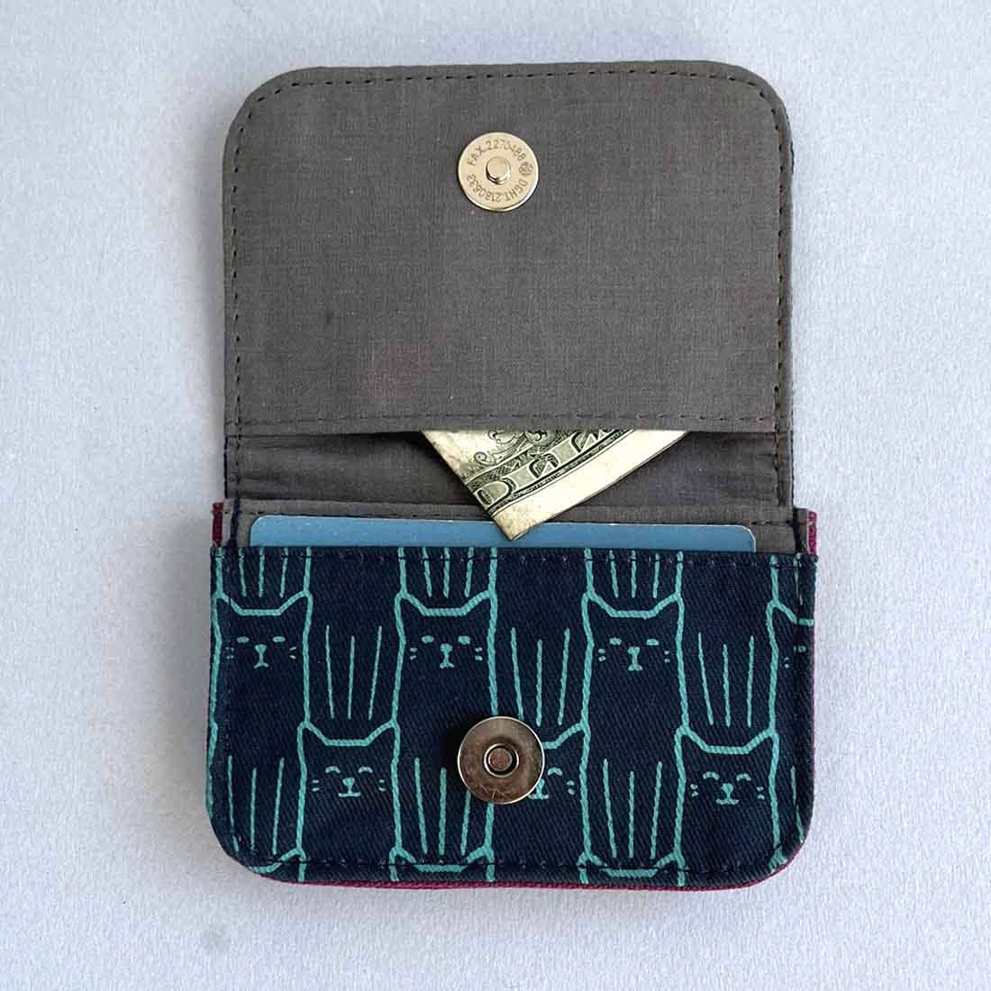 Cotton Canvas Cardholders - Cat Prints