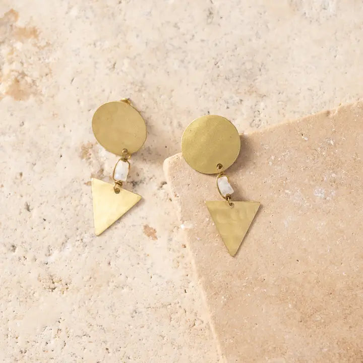 Prateek Brass and Moonstone Earrings