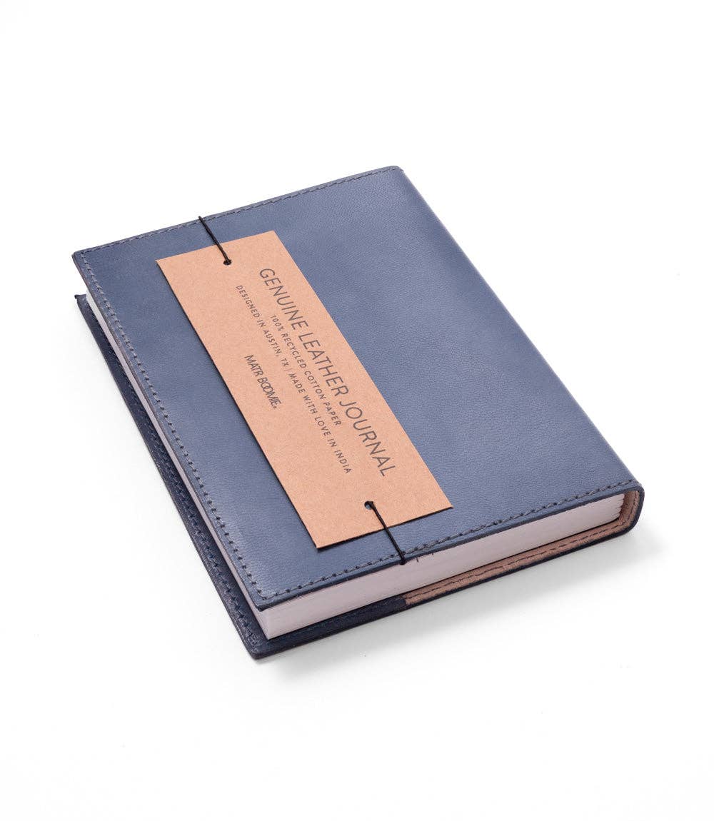 Refillable Leather Floral 5x7 Journal - Embossed Blue