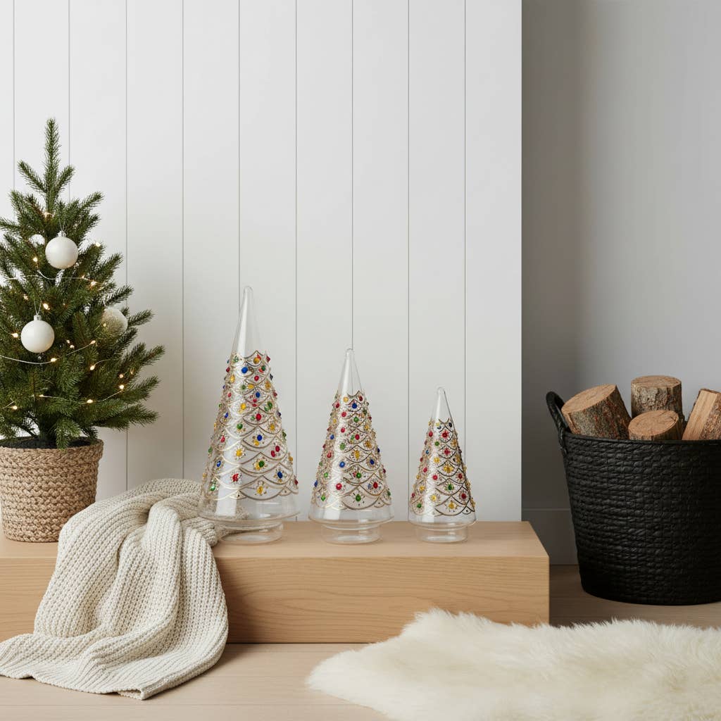 Blown Glass Tabletop Tree - Cone Dancing Flowers