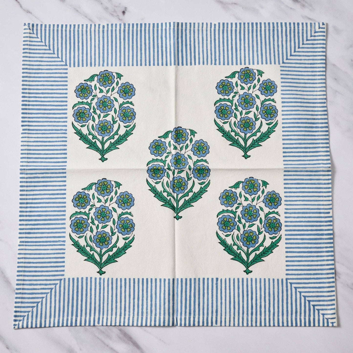 Devika Floral + Stripe Block Print Napkin