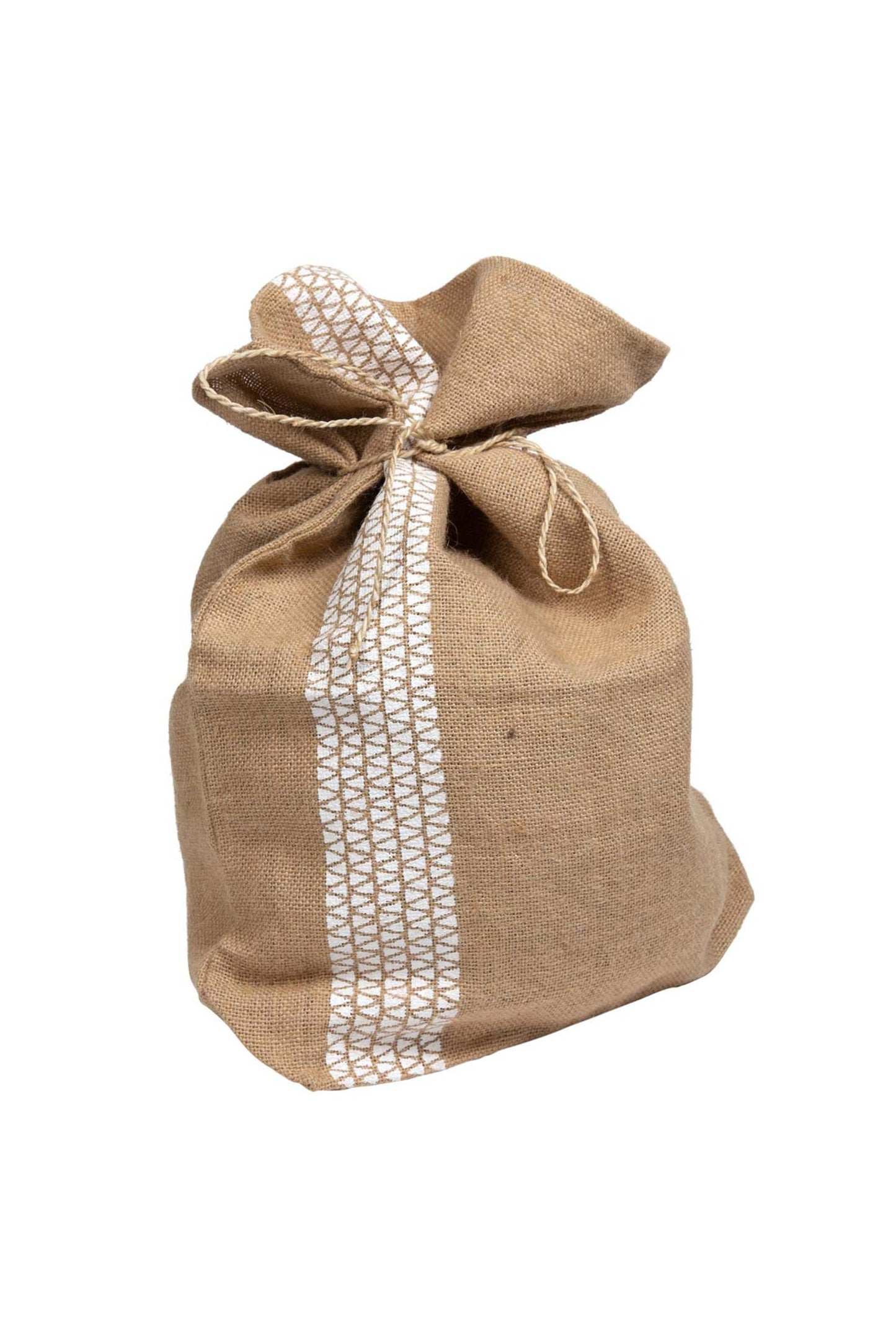 Bag f/gifts w/tie M/3 jute 16Wx19H natural/white